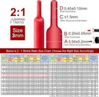Chanzon 2:1 Ratio 1/8" (3mm) Heat Shrink Tubing 8Ft Roll (2.5M Total Length) Red Polyolefin Sleeving Wrap Shrinking 2 to 1 1pcs