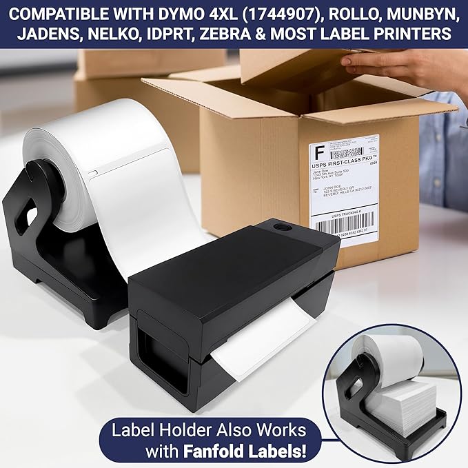 Dasher Products 4x6 Thermal Shipping Labels with Roll Holder, 440 Labels/2 Rolls (220 per Roll), Compatible with Rollo, Zebra, Munbyn, iDPRT, Jadens, Nelko, Dymo 4XL & Most Label Printers, Perforated