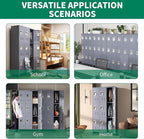 72" Tall Emplyee Locker with Shelves and Hooks 9 Doors Steel Sports Locker for Office Home Bedroom School Gym Garage, Metal Staff Locker Locking Storage Lockers Cabinet,Grey