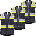 ProtectX 6 Pockets High Visibility Safety Vest for Men Women Class 2 Reflective Hi Vis Work Construction Vest