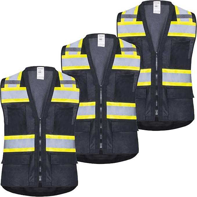 ProtectX 6 Pockets High Visibility Safety Vest for Men Women Class 2 Reflective Hi Vis Work Construction Vest