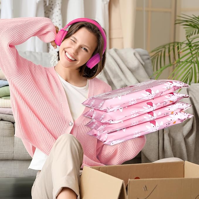 Metronic Christmas Poly Mailers 10x13 Inch 1200 Pack Shipping Bags for Clothes,Self Adhesive Shipping Envelopes for Small Business,Waterproof Mailers Poly Bags for Shipping,Packaging Mailing Bags Pink