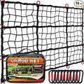 [Premium] 5'x7' Heavy Duty Cargo Net Stretches to 10' x 14', Extra Thick 10mm Cord Bungee Cargo Netting for Pickup Truck Bed, Roof Rack Net & 12 PCS Steel Carabiners