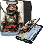 Clipboard with Storage Box & Pen Holder,Heavy Duty Clip Boards 8.5x11 for Nursing,High Capacity,School & Office Supplies,Samurai Cat