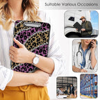 Clipboard with Storage,Office Supplies Nursing Clipboards Folder with Pen Holder Plastic Storage ClipBoard Foldable for Teacher Nurse,Pink Golden Leopard