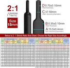 Chanzon 2:1 Ratio 19/32" (15mm) Heat Shrink Tubing 3.3Ft Roll (1M Total Length) Black Polyolefin Sleeving Wrap Shrinking 2 to 1 1pcs
