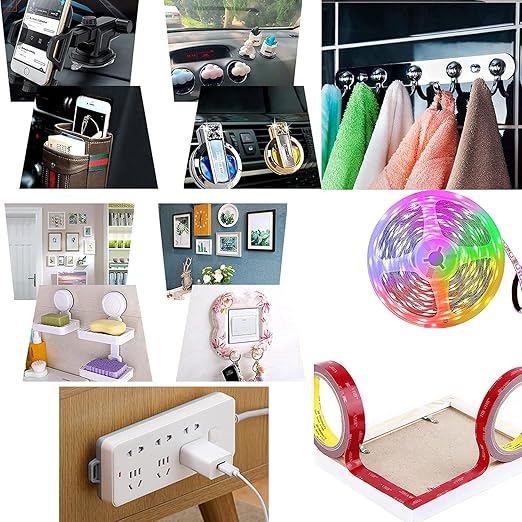 Double Sided Tape 0.39in x 16.5ft, Mounting Tape Heavy Duty, Removeable PE Foam Tape Strips, Strong Adhesive Tape Waterproof Free Damage for Paint Wall Picture Hanging Poster