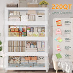660QT Extra Large Stackable Storage Bins with Lid, 165Gal Collapsible Closet Organizer Box with Wheels, Folding Plastic Storage Cabinet with Doors for Home Kitchen Office Dorm, 3Pack White