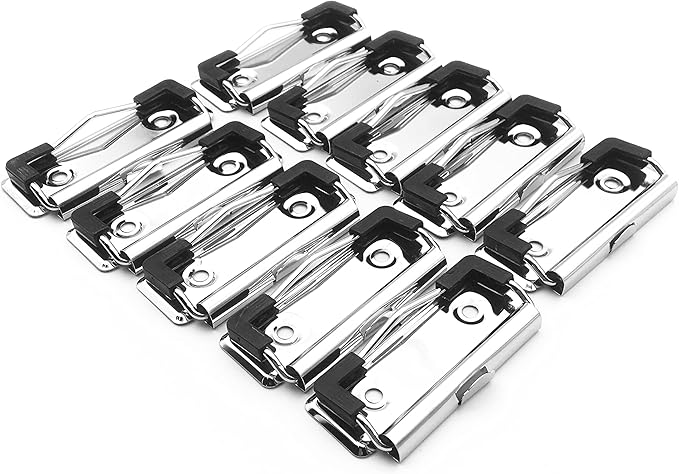 10 Pack Clipboard Clips 2.76" Mountable Metal Clipboards Hardware with Rubber Grip and Hanging Hole