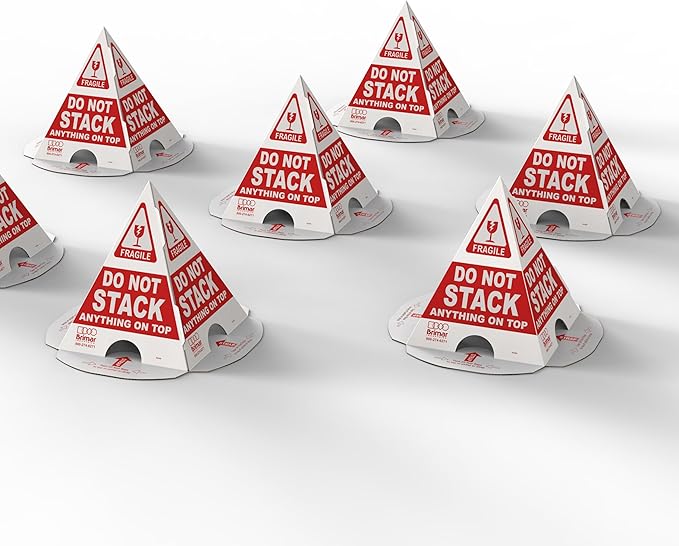 Brimar - 8.5" × 8.5" × 10″ - Do Not Stack Cone (Set of 50 cones) - 3.55mm Corrugated Cardboard- Durable Construction - Highly Visible Design