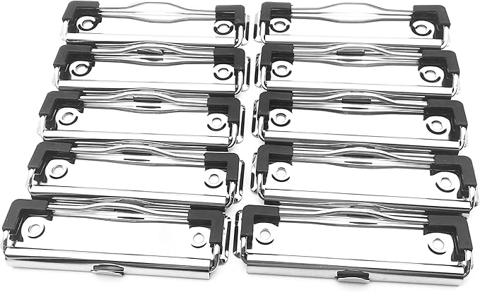 10 Pack Clipboard Clips 3.94" Mountable Metal Clipboards Hardware with Rubber Grip and Hanging Hole