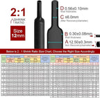 Chanzon 2:1 Ratio - 80Ft Roll - 1/2" (12mm) Heat Shrink Tubing 2:1(25M Total Length) Black Polyolefin Sleeving Wrap Shrinking 2 to 1 1pcs