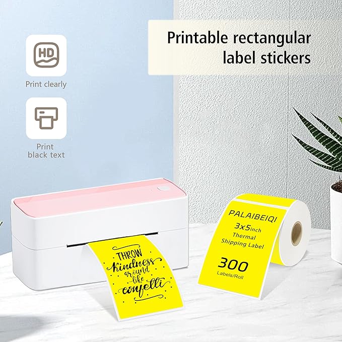 3x5 Inch Thermal Label Stickers,300Pcs Waterproof Rectangle Labels for Storage Bins,Moving Boxes,Address & Inventory Organization,Small Business Labeling,Yellow