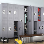 72" Tall Employees Locker with Shelves and Hooks 6 Doors Steel Sports Locker for Office Home Bedroom School Gym Garage, Metal Staff Locker Locking Storage Lockers,Grey