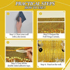 3 Pack Foil Fringe Backdrop - Laser Gold Shiny Tinsel Curtains for Party Decoration/Photo Booth Props - 3.3x8.2 FT Metallic Foil Backdrop for Birthday, Wedding, Graduation, Christmas.