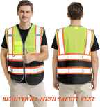 BeautyWill Custom Logo Safety Vest Class 2 High Visibility Reflective Vest for Men - Personalized Logo Team Vest