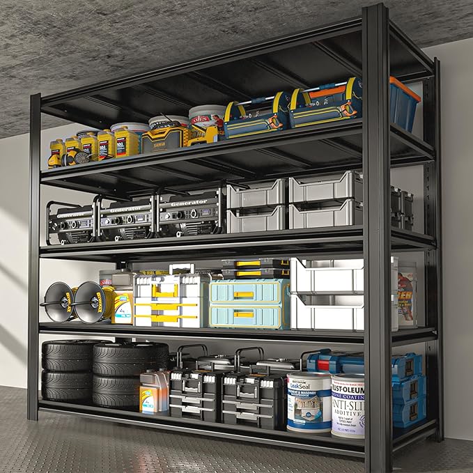 5-Tier 55" W x 24" D x 84" H Garage Shelving 3500LBS Storage Shelves Heavy Duty Metal Shelf Unit Adjustable Basement Industrial Storage Racks (84 * 55 * 24)