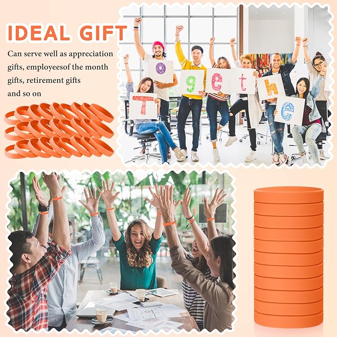 Liliful 100 Pcs Silicone Rubber Wristbands Rubber Wristband Bracelet Bands for Silicone Wristbands for Women Men(Orange)