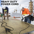 14/3 Gauge Heavy Duty Outdoor Extension Cord 12 FT, 90 Degree Angled 3 Prong Plug, 14 Gauge Power Cable with 3 Outlets, 14AWG, 15A, 125V, 1875W, ETL Listed, Black Wire, with Free Carrying Strap+Ties