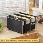 Extra Capacity Legal Size Plastic Hanging File Folders,Reinforced 4" Black Expanding Pocket Files,6 Pack Legal Hanging Folders for Filing Cabinet,Expandable Hang Folder with tabs,for School