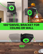 DEWENWILS Retractable Extension Cord Reel, 40 FT Heavy Duty Power Cord, 12/3C SJTOW Retractable Cord Reel, Lighted Triple Tap Outlets, 15A Circuit Breaker, Wall/Ceiling Mount, UL Listed, Green