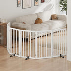 Dog Gates for Doorways, Tall Dog Gate Indoor, Foldable Pet Gates for Doorways Bedroom, Freestanding Puppy Gate with Metal Support Feet, Room Divider,6 Panels (White)