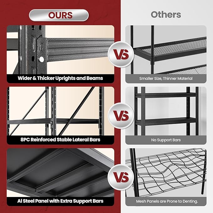 48" Wide Storage Shelves, 2000LBS Garage Shelving Heavy Duty, Standing Shelf Units, 4 Tier Metal Adjustable Storage Shelving Rack for Shop Warehouse Basement, 48'' W x 24''D x 70'' H