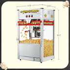 Top Star Popcorn Machine - 12oz Stainless-Steel Kettle, Reject Kernel Tray, Warming Light, and Accessories by Great Northern Popcorn (Red and Yellow)