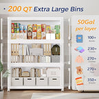 200GAL Large Stackable Storage Bins with Lid and Wheels, 800Qt Collapsible Organizer Cabinet with Clear Door, for Closet, Bedroom, Kitchen, Garage, 4-Pack White