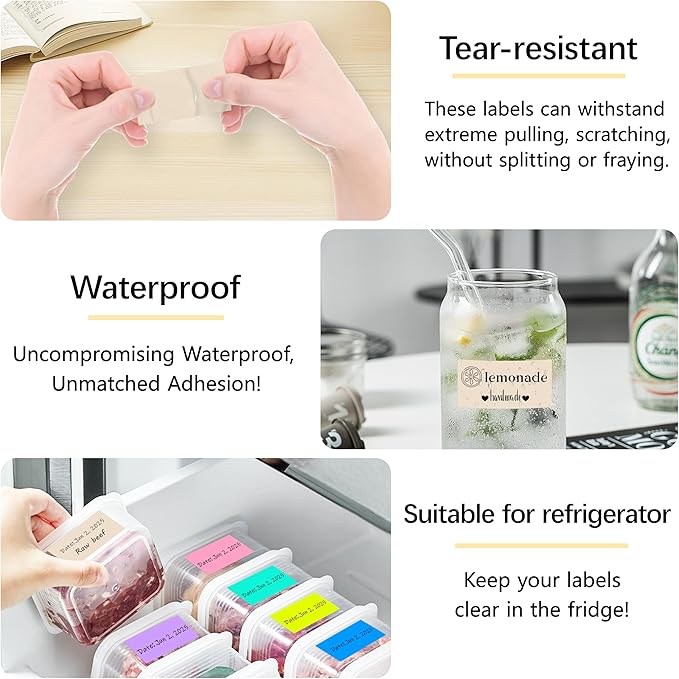 1x2 inch Label Stickers Roll for Thermal Printer 500PCS Colored Removable Freezer Labels Waterproof Blank Sticker Labels to Write on for Food Containers and Jars, Light Brown