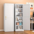 Metal Locker Cabinet, 19.7’’W Narrow Lockable Single File Storage Cabinet, Bathroom Cabinet with Lock and Adjustable Shelves for Living Room, Home Office, Dining Room, White