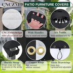 Heavy Duty Patio Furniture Covers Waterproof, 600D Outdoor Furniture Cover Waterproof for Sectional Sofa Couch, Outdoor Dining Table and Chair Set Covers 36''L x 24''W x 35''H, Black