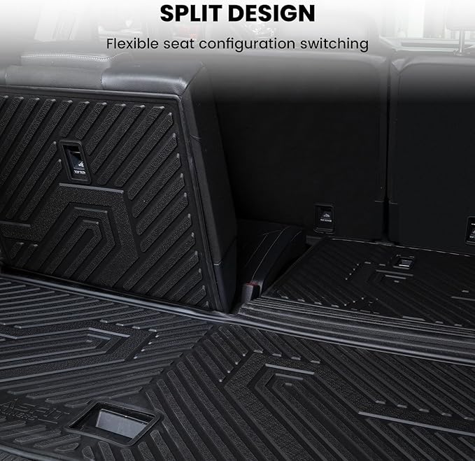 LASFIT Backrest Mat & Cargo Mat for Volkswagen VW Atlas 2018-2026, 2nd Row Bench seat, All Weather TPE Custom Fit Trunk Liners for VW Atlas Accessories Seatback Mats, Black, Easy to Clean