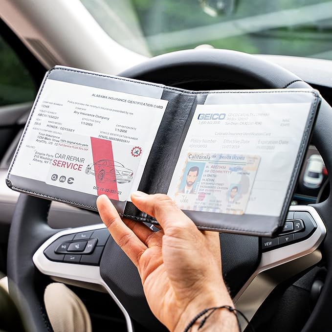 CANOPUS Car Registration and Insurance Holder, Magnetic Closure, Embossed Card Document Holder, Vehicle Glove Box Organizer, Wallet for Auto, SUV, Motorcycle, Truck, Waterproof, Truck Model