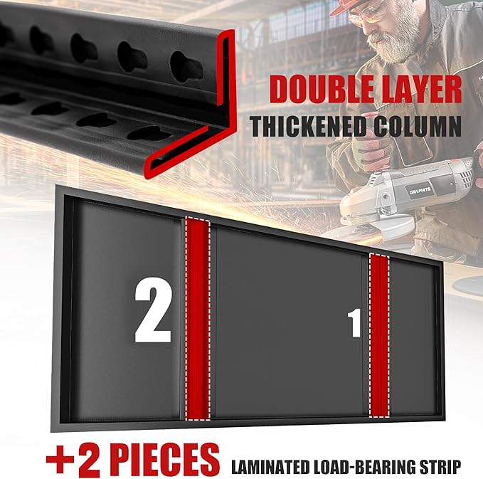 Raybee Storage Shelves, 72" H Garage Shelving, 5-Tier Adjustable Garage Shelves, 2000LBS Metal Shelving for Basement, Garage, Warehouse, Pantry, 72" H x 31.5" W x 16.5" D, Black