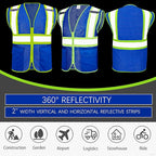 BeautyWill Custom Safety Vest Customized Logo Class 2 High Visibility Reflective Vest with Pockets Construction workwear