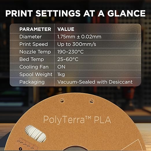 Polymaker Matte PLA for Production 1.75mm 2.5kg White, 1.75mm 3D Printer PLA Filament 2.5kg, Cost Effective Large Spool for Heavy 3D Printing Users