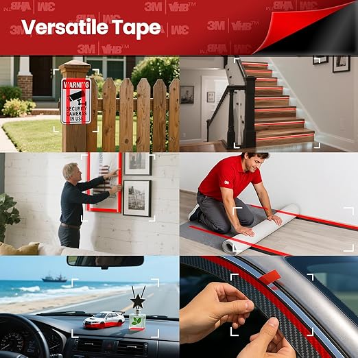 2 Pack Double Sided Heavy Duty Tape, Made of 3M VHB Tape, 16.5 FT × 0.39 IN Mounting Adhesive Foam Tape Waterproof High Temperature Resistant for Automotive LED Strips Home Office Decor Indoor Outdoor