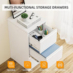 INTERGREAT 3 Drawer File Cabinet, White Metal Filing Cabinet with Lock, Locking Tall File Cabinets with 4 Adjustable Hanging Frame for Home Office