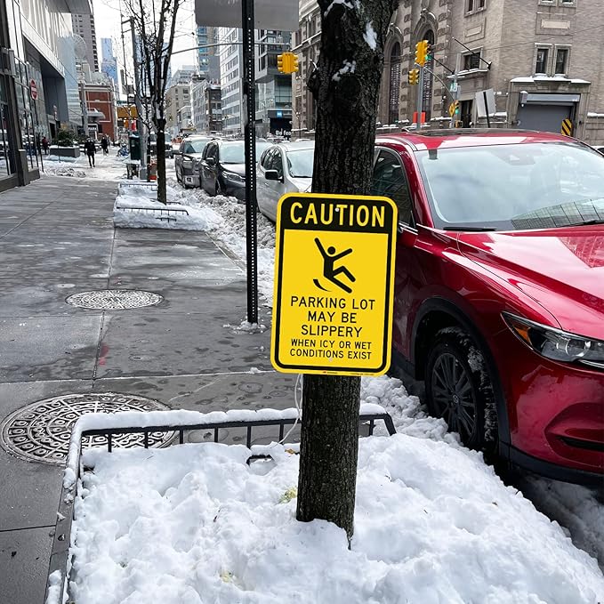 SmartSign-K-2855-EG "Caution - Parking Lot Slippery When Icy Or Wet" Sign | 12" x 18" 3M Engineer Grade Reflective Aluminum