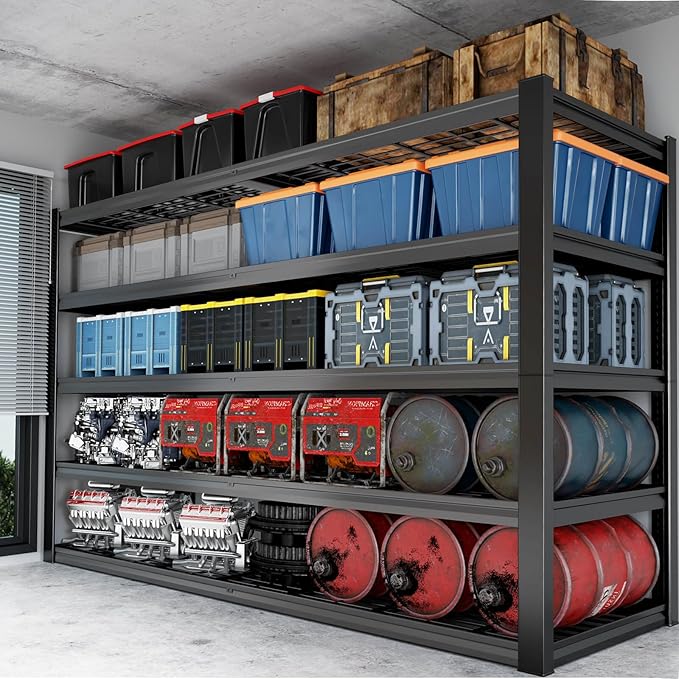 65" W Garage Shelving Heavy Duty, 5 Tier Garage Shelves, 30" D Adjustable Storage Shelving Unit, Commercial Metal Shelf for Warehouse, Pantry, School, Shop, 65" Wx30 Dx79 H, 2 Pack