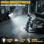 LIVOWALNY 22000 Lumens LED Work Lights with Stand, 2 Adjustable Head 220W Tower Light with 13FT Cord, Portable IP65 Waterproof Tripod Flood Light for Workshop Garage Construction Mechanics Lighting