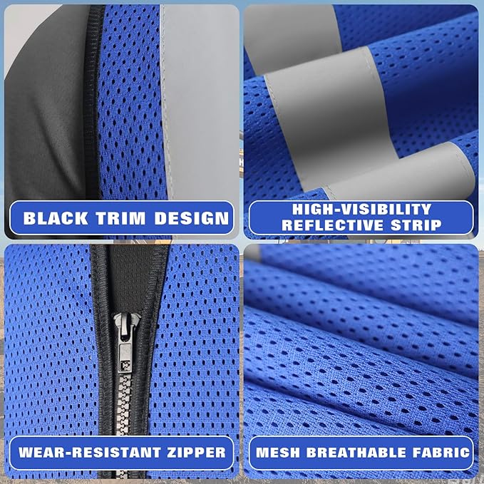 BeautyWill Custom Safety Vest Customized Logo Class 2 High Visibility Reflective Vest with Pockets Construction workwear