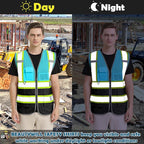 BeautyWill Custom Logo 10/20 Pack Safety Vest Class2 High Visibility Vest with Pockets Breathable Construction Vest Bulk