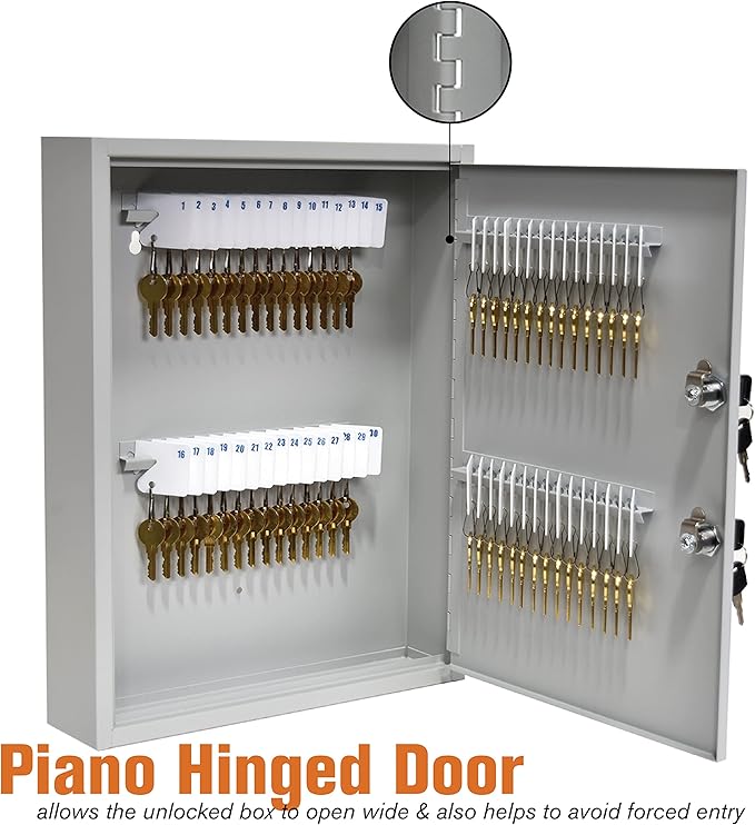 STEELMASTER by BankSupplies 60 Key Cabinet | Dual Lock Control Key Box | Welded 22 Gauge Steel Construction | Scratch Resistant | Write-On Key Tags for Easy Identification