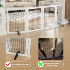 Dog Gate Indoor, Metal Dog Gates for Doorways House, 24-Inch Freestanding Pet Gates for Dogs, Puppy Fence (4 Panel, White)