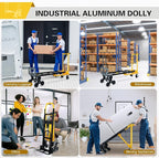 3 in 1 Heavy Duty Industrial Convertible Hand Truck Dolly,1000 LBS Capacity Aluminum Dolly Hand Truck for Stairs,Stair Climbing Hand Trucks with Rubber Wheels for Moving,Transport(Yellow)