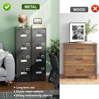 Aobabo 4 Drawer File Cabinet, Metal Filing Cabinet with Lock for Office Letter/Legal Size,Black,Required-Assembly