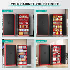 SISESOL Wide & Deep Metal Storage Cabinet with 6 Shelves,72" Tall Red Garage Storage Cabinet with Lock,Metal Cabinets with Locking Doors,Lockable Steel Cabinets for Home,Office,Shop,Garage,72x36x18