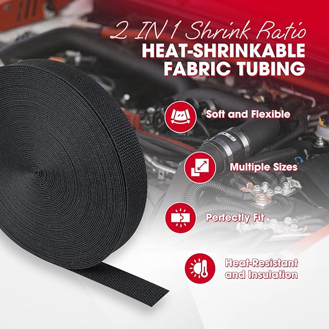 2 in 1 Heat Shrink Braided Sleeving Fabric Tubing-Ideal fit Irregular Shape Hose/Cable/Wire (3/4"(19mm), 60FT)